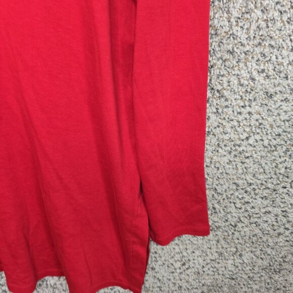 J Jill Top Womens Large Red Perfect Pima Side Vent Turtleneck Tunic Casual - Picture 2 of 7